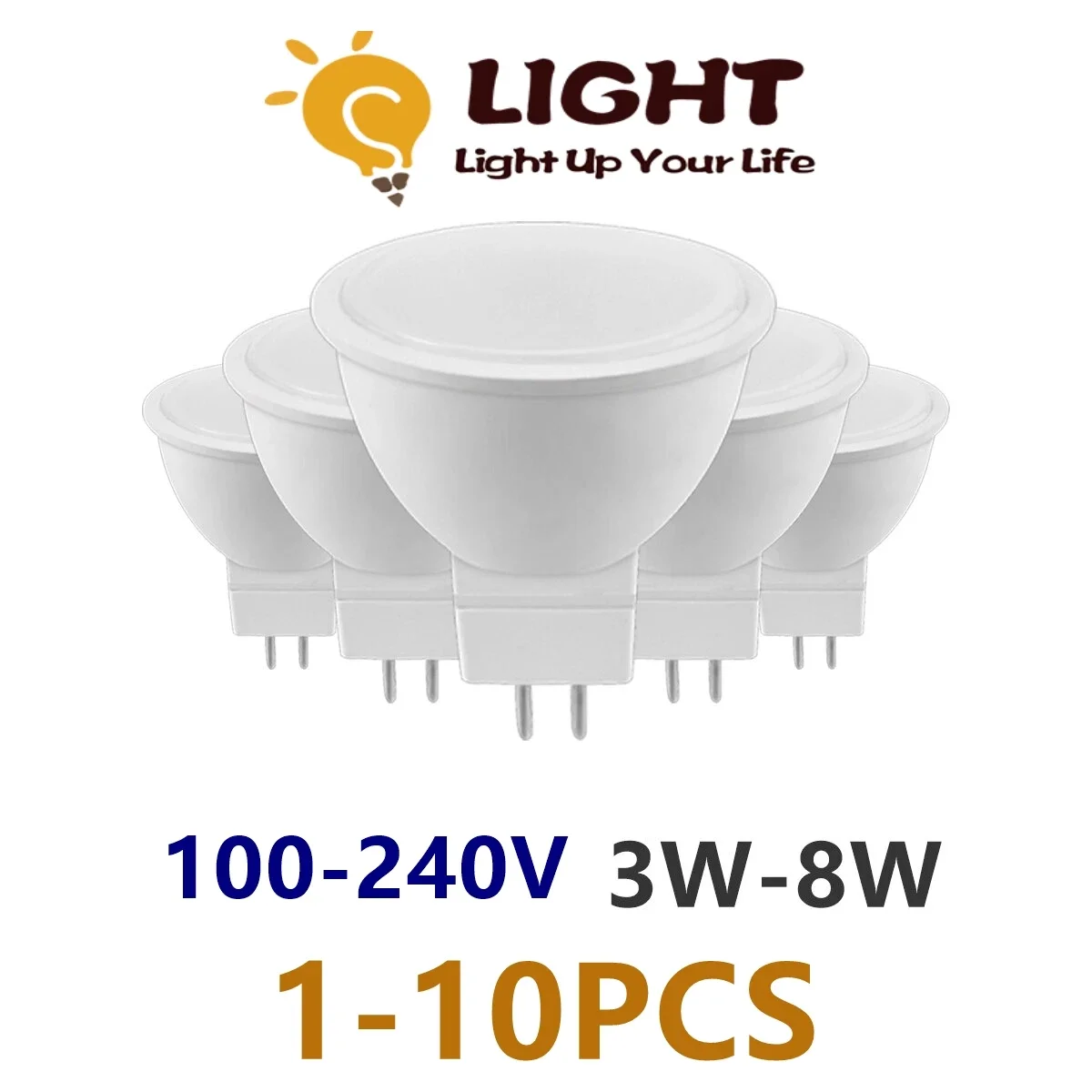 

1-10pcs Factory direct LED spot light MR16 100V-240V 3W 5W 6W 7W 8W high bright warm white light replace 50W 100W halogen lamp