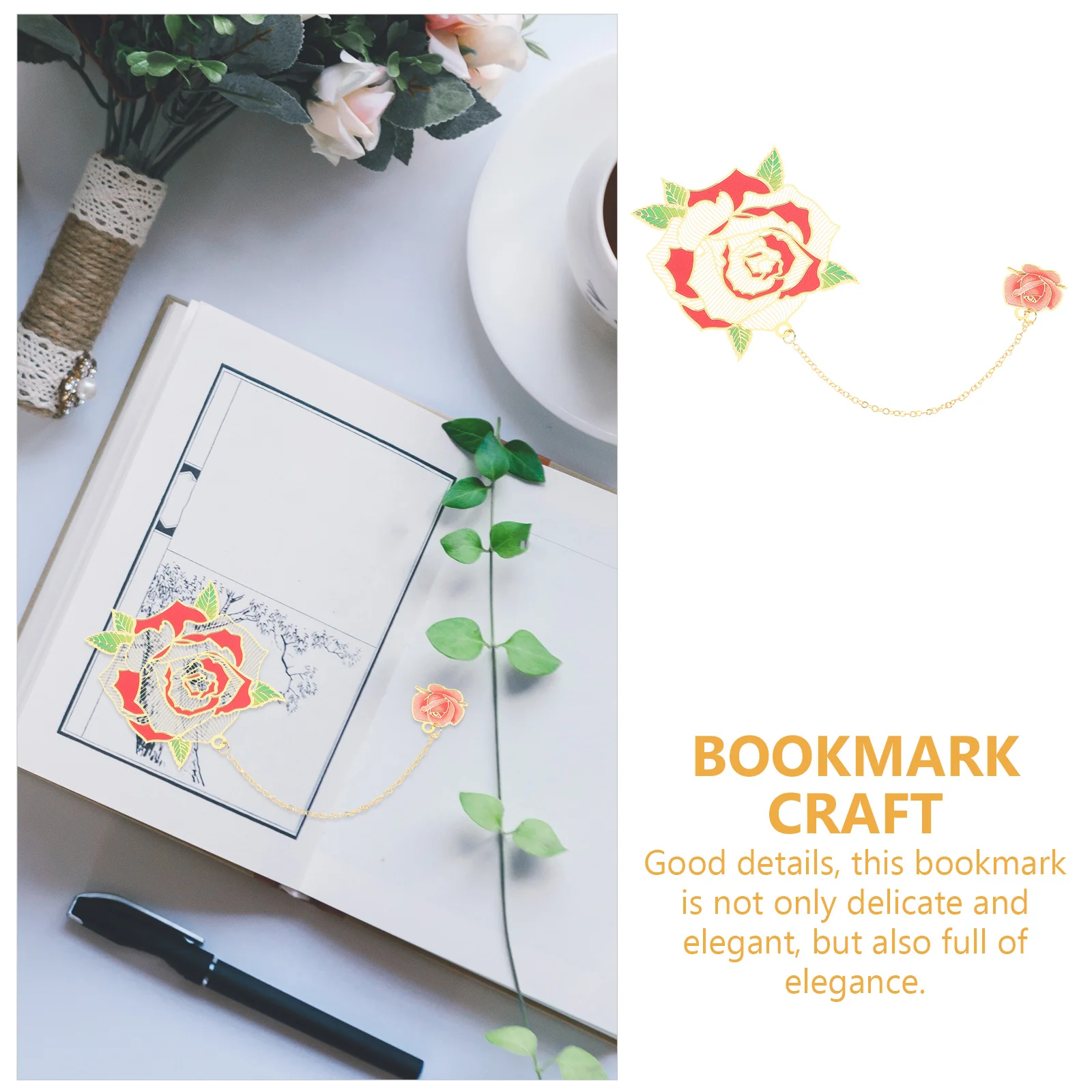 

Delicate Brass Vintage Bookmark Pendant Lightweight Elegant Style Reading Page Marker Decoration Gift Bookmark for Women