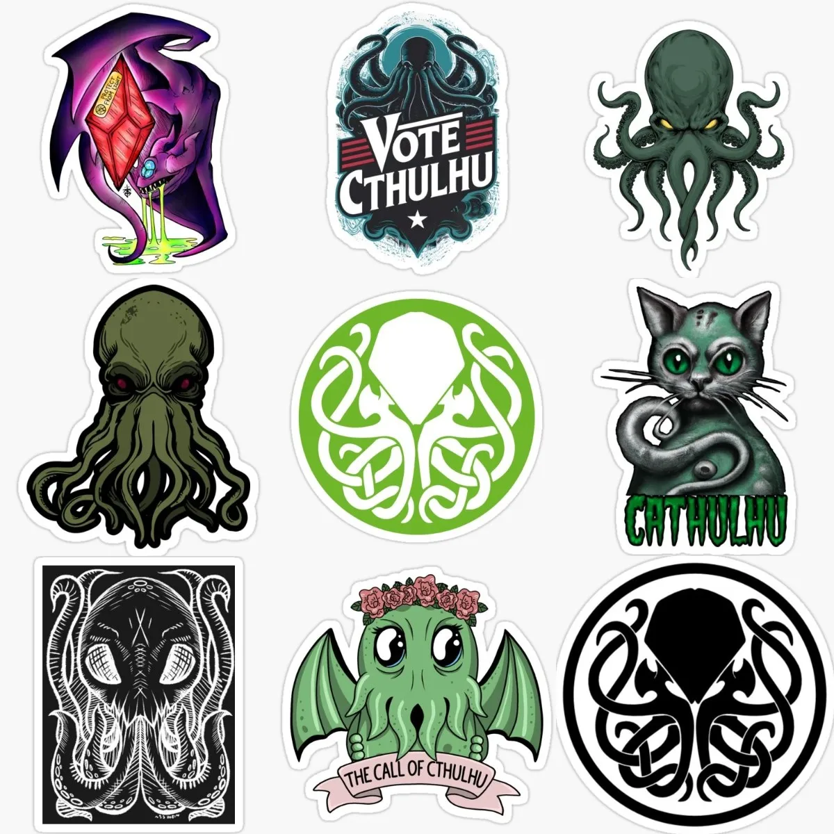 Cthulhu Great Old Ones Octopus Creative PVC Accessories Sticker for Decorate Wall Fridge Car Motorcycle Helmet Bumper Decal