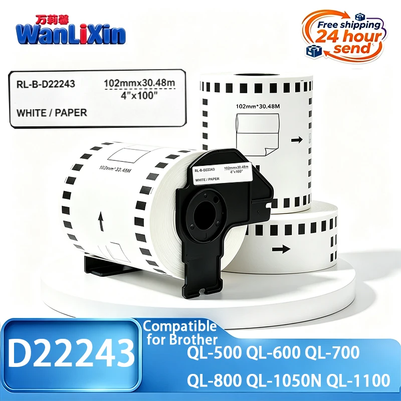 1/3/5 Roll DK-22243 DK22243 RL-B-D22243 Thermal Paper 102mmX30.48m Strong Label Compatible For Brother QL-800 QL-700 QL-820NWB