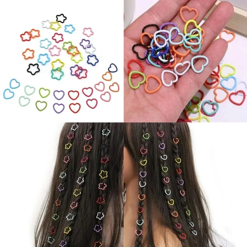 Love Heart/Star Hair Jewelry for Dreadlock Hair Braid Charm Dreadlocks Accessories Braid Rings Cuffs Clips Braid Decors