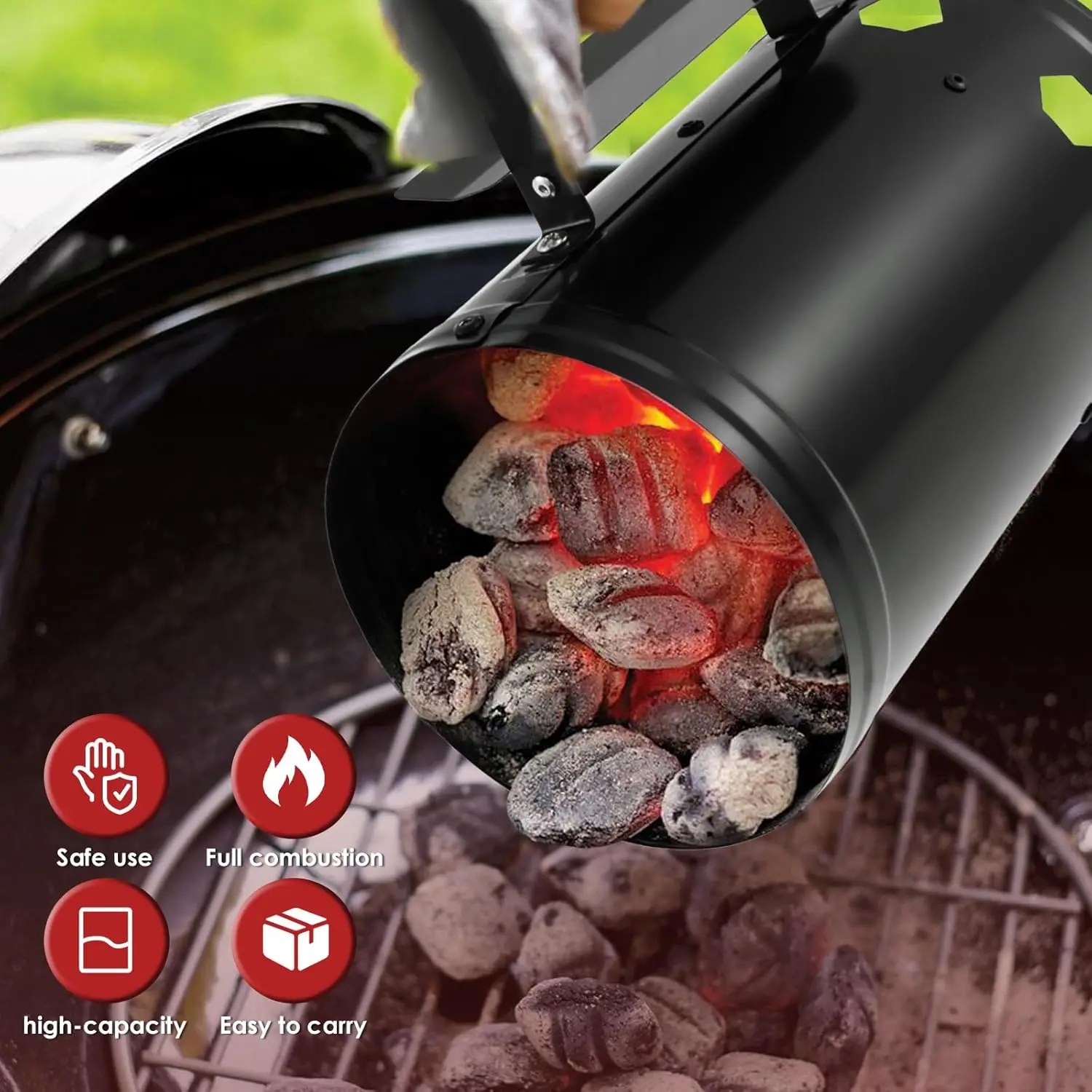 

Charcoal Chimney Starter Portable Spark Bucket Outdoor High Temperature Resistant Iron Powder Coated Charcoal Ignition Bucket