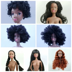 Black Wavy Hair Make Up Plastic Chocolate Head for 11.5