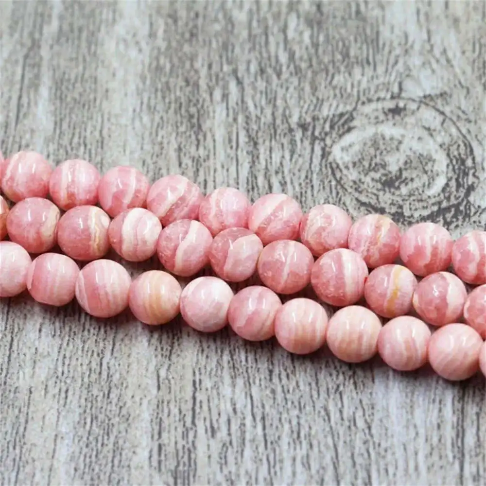 Top Grade Natural Rhodochrosite Round Bead 4/5/6/7/8MM Argentina Rhodonite Stone Noble Pink Dialogite Charm Bead For DIY Jewelry