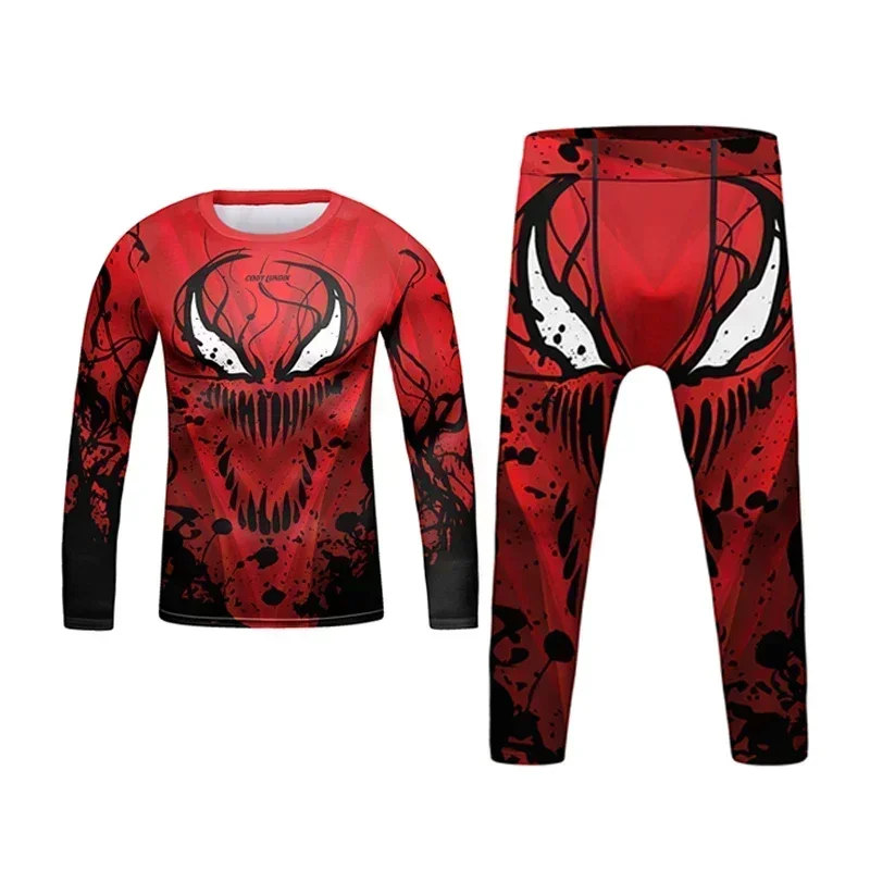 Kids MMA BJJ Tracksuit Jiu Jitsu Rashguard Quick Dry Training Gym Clothing Boys Boxing Suit Children 4PCS Running Set Sportswear