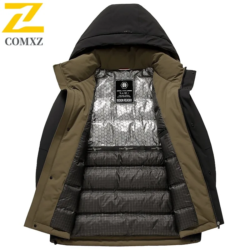 COMXZ Men Puffer Jacket New Outdoor Commuting Cold Protection Warm Lightweight Coat Fashion Travel Windproof Winter Garment