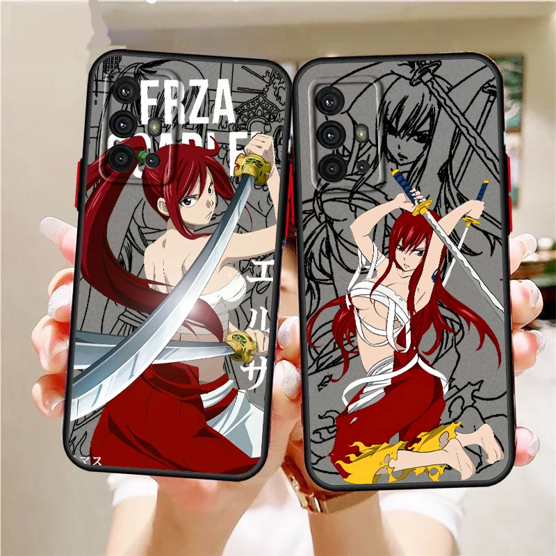 E-Elsa Scarlett Japanese Anime Frosted Translucent For Samsung Note 20 A35 A03 A54 A31 A22 A34 A14 A24 A04 A55 5G Soft