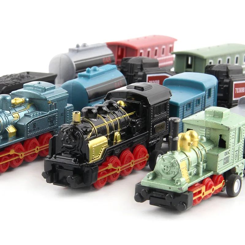 Locomotora de aleación clásica, tren de vapor, modelo extraíble, juego de 4 piezas, modelo de coche Retro, juego de juguetes para niños, regalos B056
