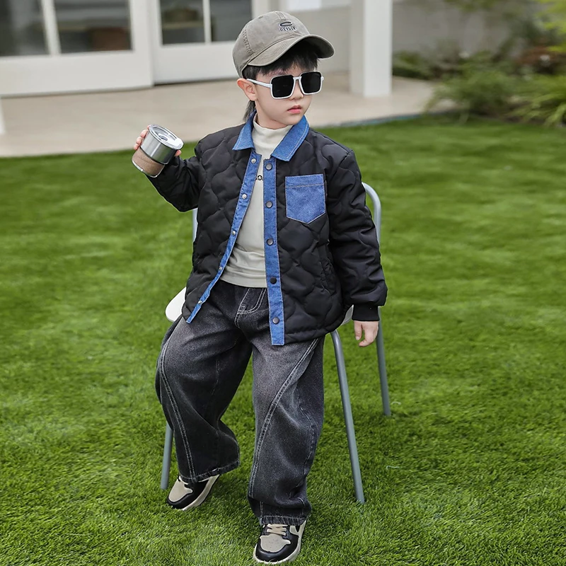 

Легкая хлопковая куртка для мальчиков: новая осенне-зимняя коллекция, модное детское хлопковое пальто с утеплителем, стильная хлопковая верхняя одежда для малышей