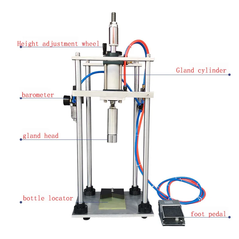 Pneumatic Crown Beer Cap Capper Soda Water Steamwater Carbonated Drinks Bottle Lid Locking Lock Capping Machine