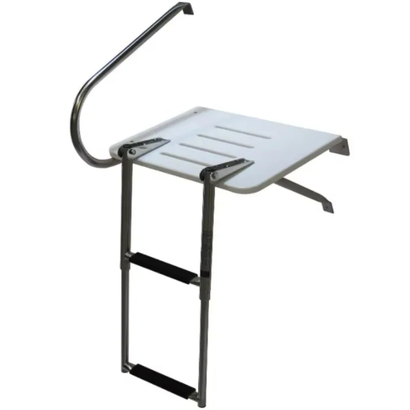 Boat Outboard Fiberglass Swim Platform 2-Steps Telescopic Ladder