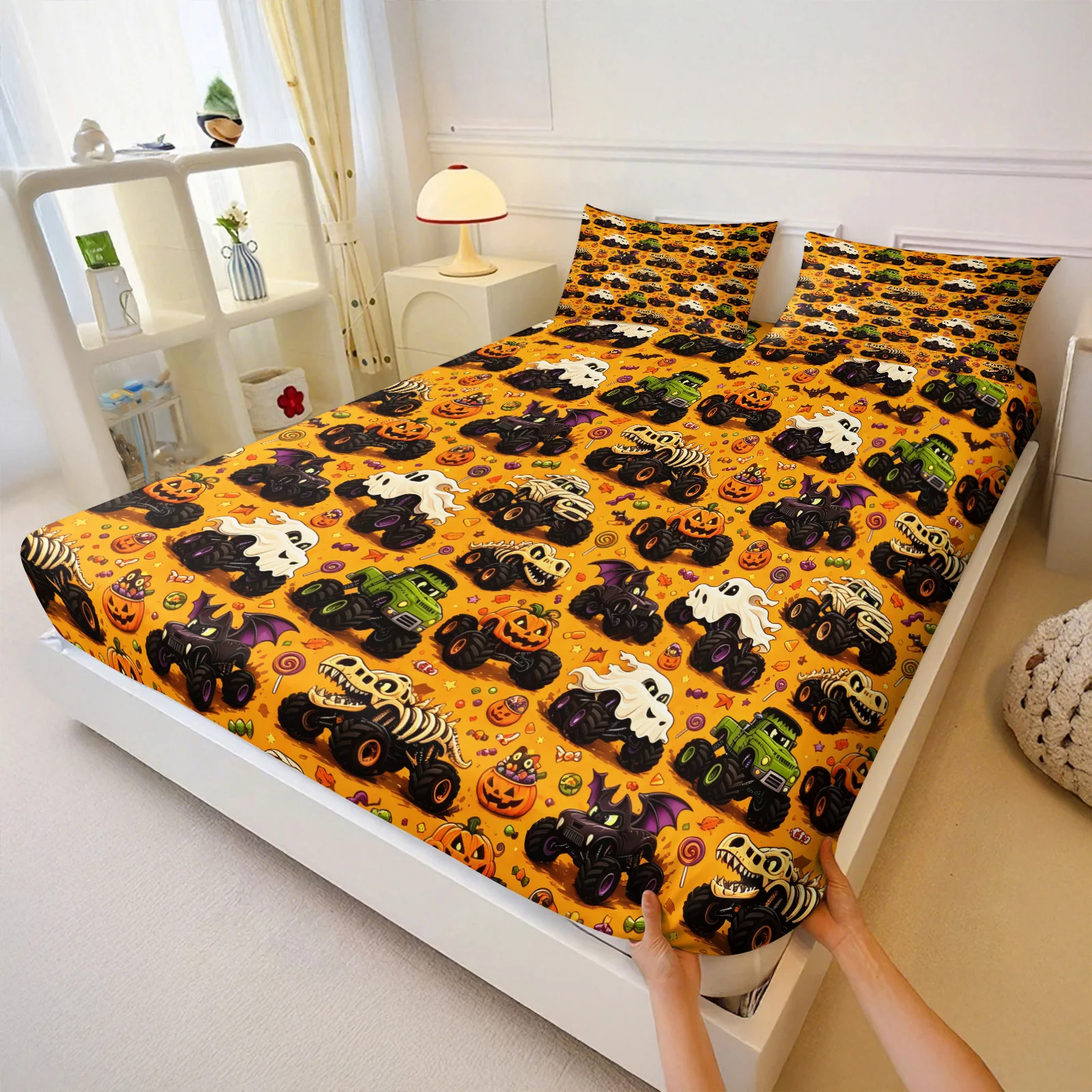 Halloween Monster Truck Fitted - огляд і ціна Fitted Sheet Deep