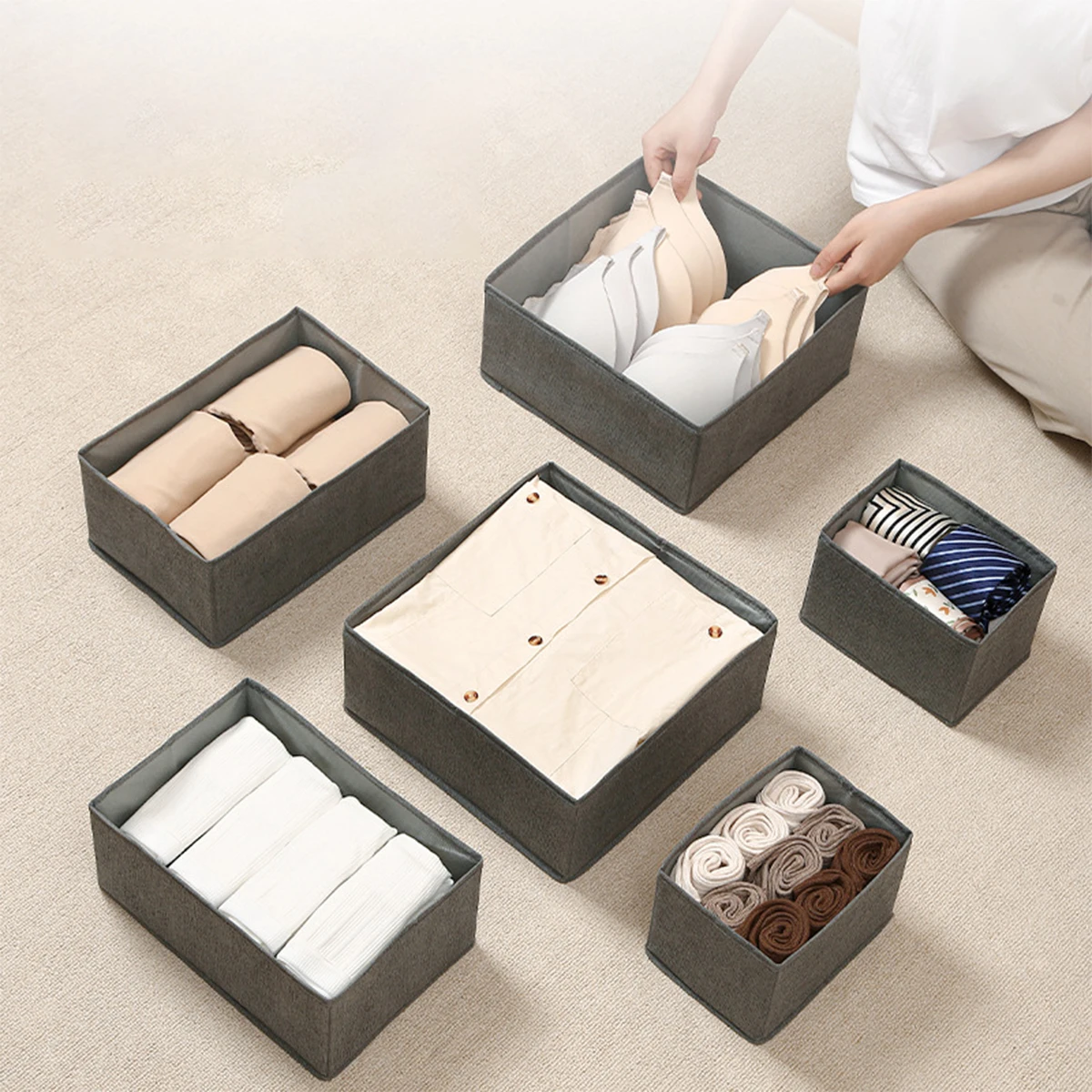 

8-in-1 Foldable Underwear Storage Basket Drawer-Style Organizer for Clothes Compact Portable Indoor Outdoor
