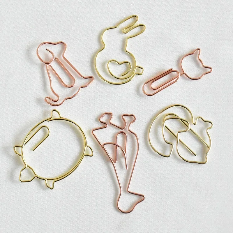 Cute Paper Clips Rabbit Shaped 10Pcs Metal Paper Clamps Bookmark File Document Picture Clips Photo Clips Home