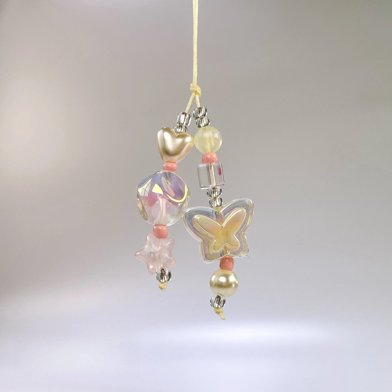 

New Creative Pink Star Butterfly Earphone Bag Pendant Goben Pendant Card Book Bag Lanyard Mobile Phone Keychain Lanyard