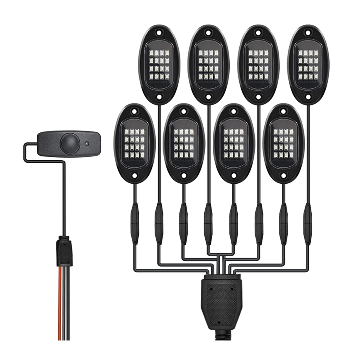 คลาสสิก 8 Pods RGB LED Rock ไฟชุด Underglow Multicolor Neon Light Pod พร้อม Bluetooth App Control สําหรับรถบรรทุก ATV UTV SUV