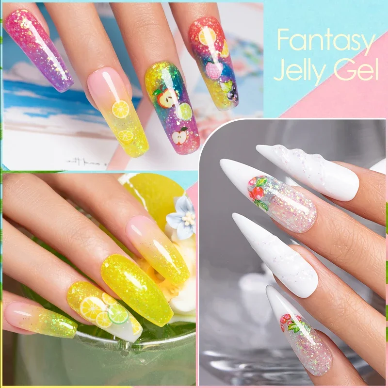 تألق النيون بريق الترتر هلام مسمار البولندية نابضة بالحياة الأزرق الوردي الألوان نقع قبالة الأشعة فوق البنفسجية شبه دائمة مسمار الفن الورنيش للتقليم