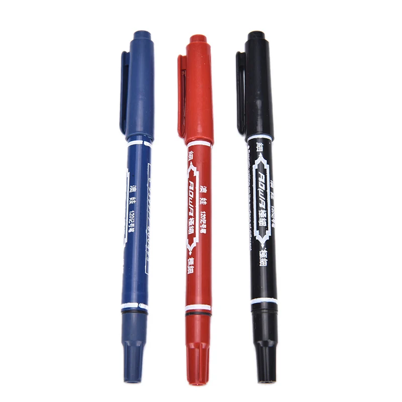 3 Colors Permanent Paint Marker Pen Twin Tips Doubled Headed Hook Line For CD DVD Media Disc Quick-Drying Writing Supplies image 5