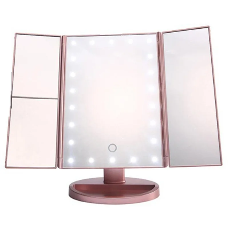 

22 LED Natural Light Touch-Dimming Folding Countertop Fill-Up Makeup Mirror With 2X / 3X Magnifying Glass Surface