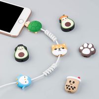 Ins Korea Cute Cartoon Animal Charger Cable Protector For Original iphone USB Cable Organizer Winder Cable Holder Soft Silicone
