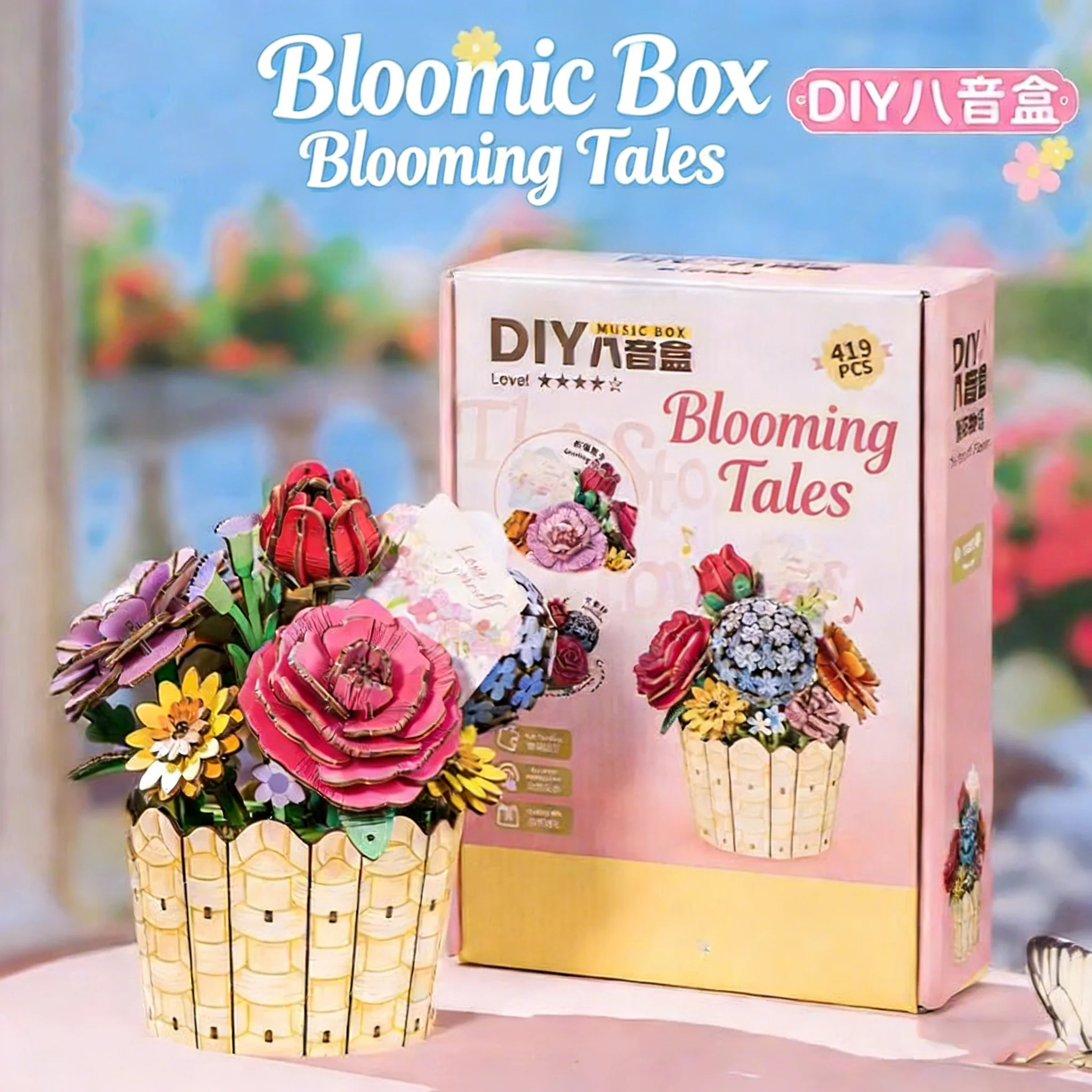 

Набор для сборки музыкальной шкатулки из дерева своими руками, цветочная корзина с вечными розами, подарок на день рождения для женщин, декор для дома