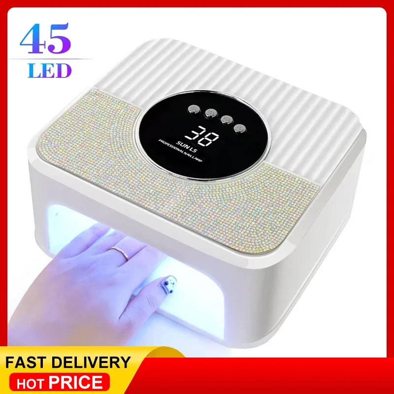 

45LED High Power UV Nail Lamp for Gel Curing with LCD Smart Screen Nail Dryer Removable Base Pedicure Tool for Home Use