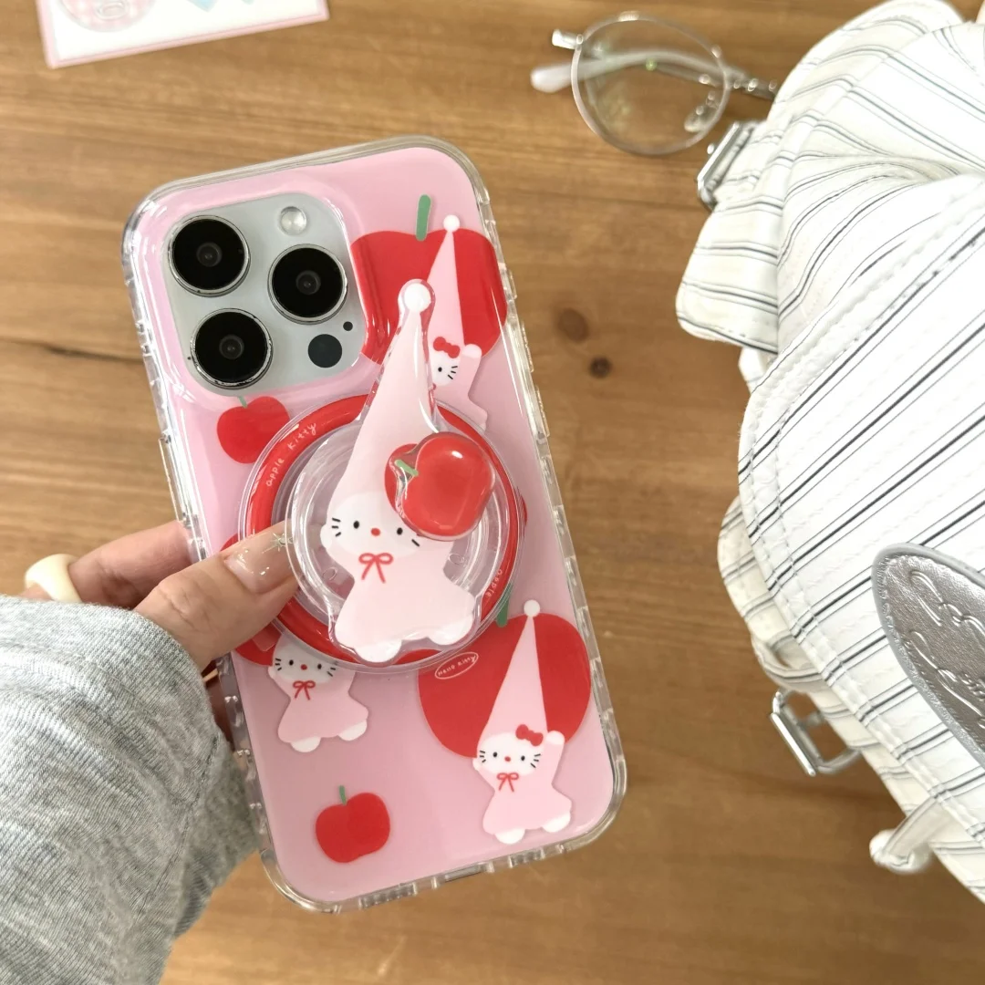

Cute 3D Fruit With Magnetic Cat Bracket Soft Phone Case For iPhone 16 15 14 13 12 11 Pro Max 16Plus Shockproof Back Cover﻿﻿