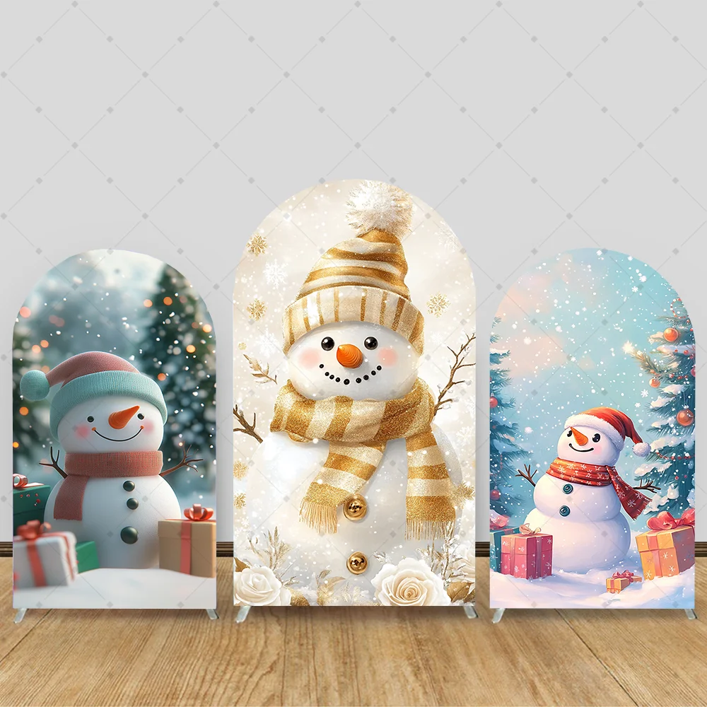 

Winter Snow Scene Arch Backdrop Cover Snowman Boy or Girl Birthday Baby Shower Party Decor Christmas Photozone Background