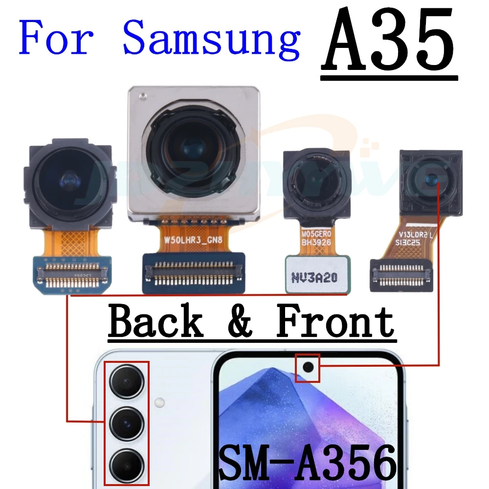 Rear Front Camera For Samsung Galaxy A35 A55 A356 A556 Frontal Selfie Facing Main Back Wide Camera Module Flex Cable Parts