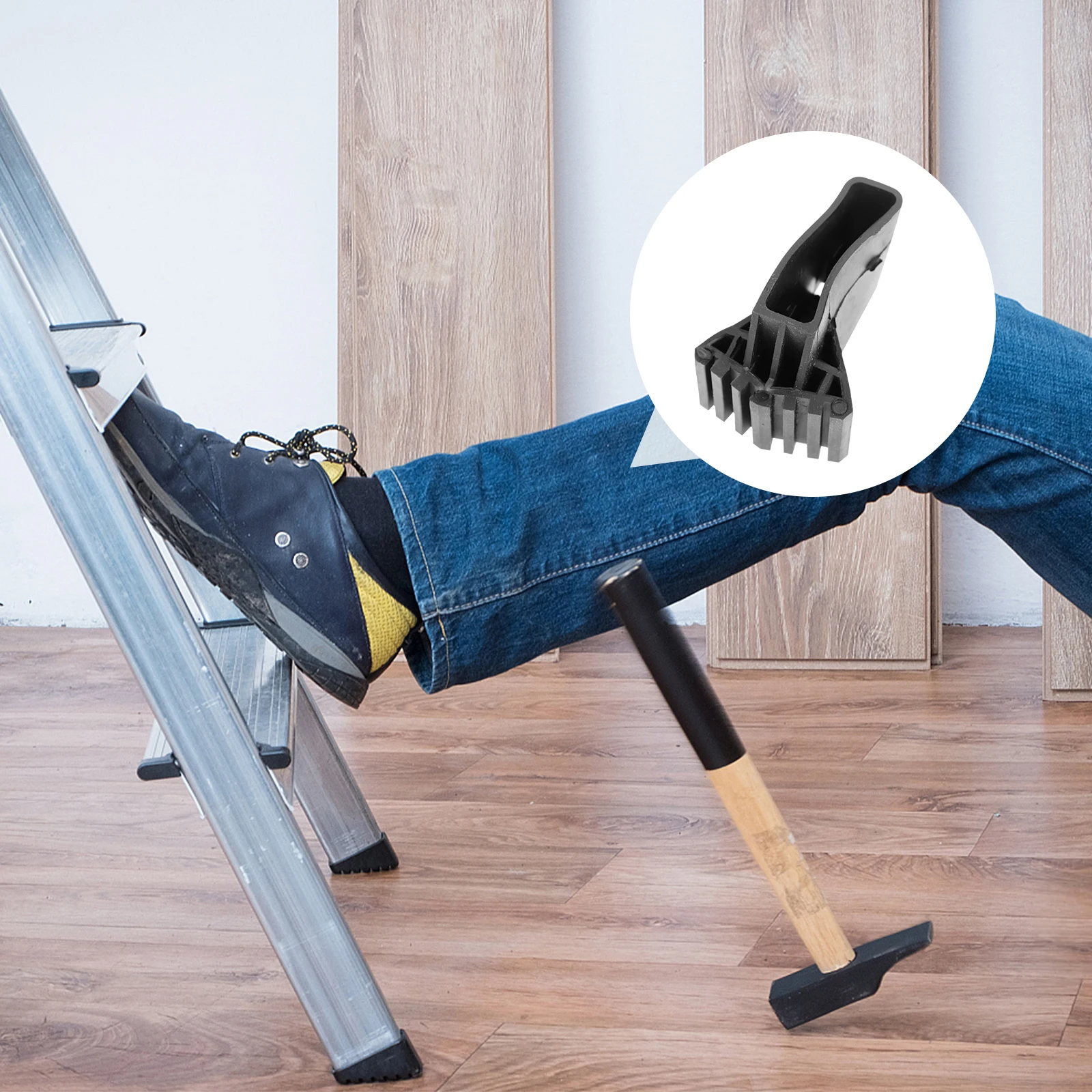 1 Set Feet Covers Non-Slip Mat Extension Foot Protector Thickened Rubber Black Cover Durable Replacement Home Use Telescoping