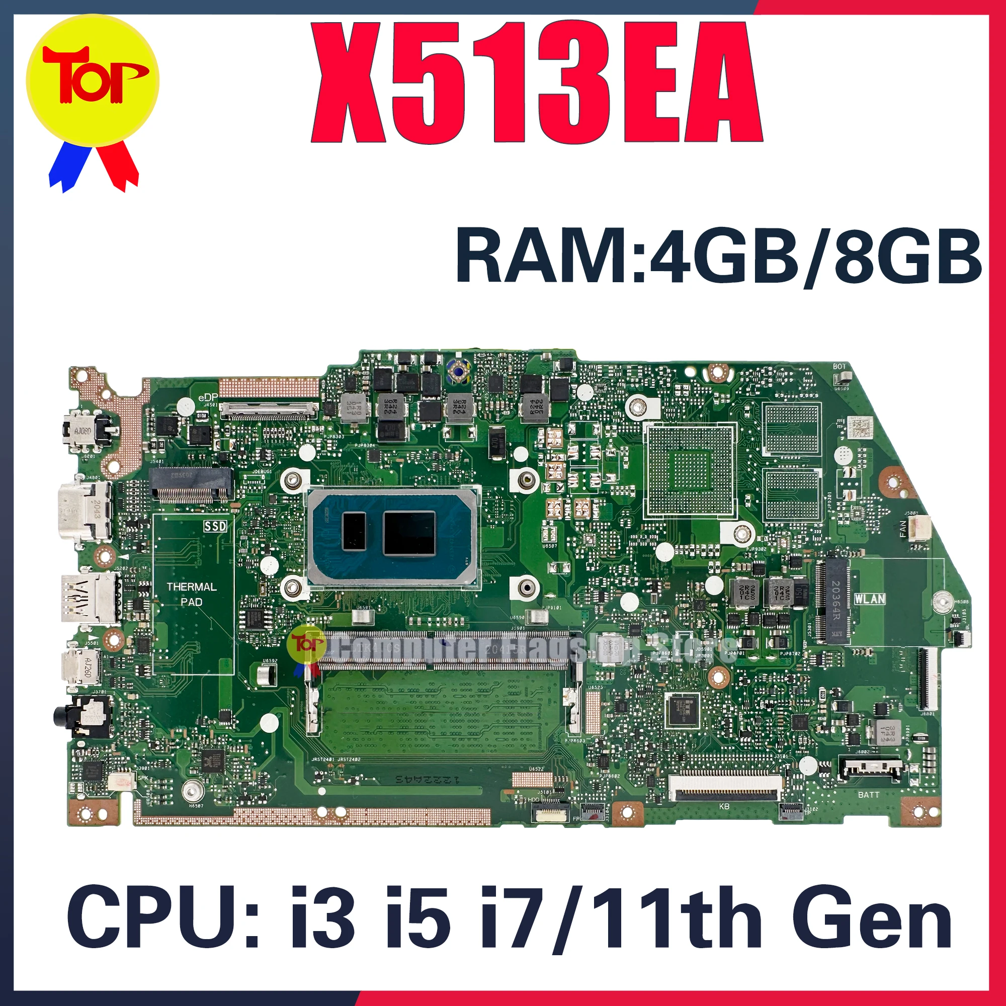 Imagem -02 - Kefu-placa-mãe Portátil para Asus Mainboard para X513e X513ep R513e K513e F513e A513e X513eq Uma V2g i3 i5 i7 11ª Geração