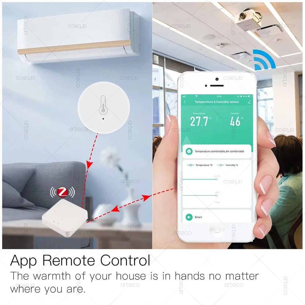Tuya Smart Zigbee Sensore di temperatura e umidità Controllo app Termometro interno Monitor Domotica Funziona con Amazon Alexa