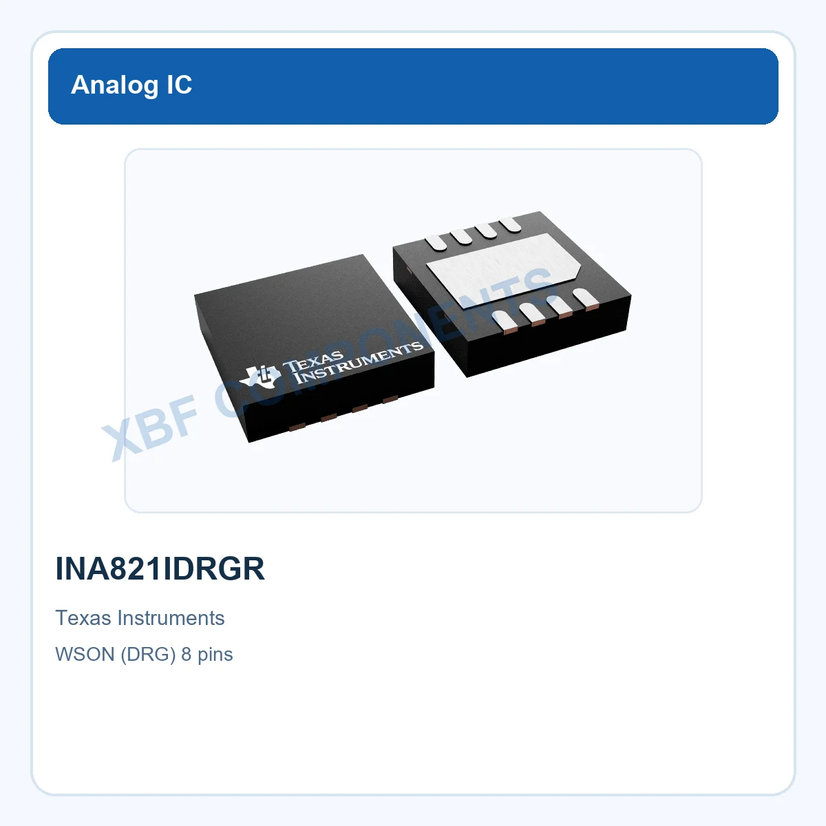 INA821IDRGR Texas Instruments Current Sense / Instrumentation Amplifier 4.7MHz WSON (DRG) 8 pins