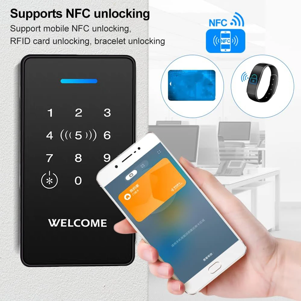 RFID Access Control System Kit Outdoor IP68 Waterproof Access Control Keypad + NC Fail Safe Electric Strike Locks + DC12V Power