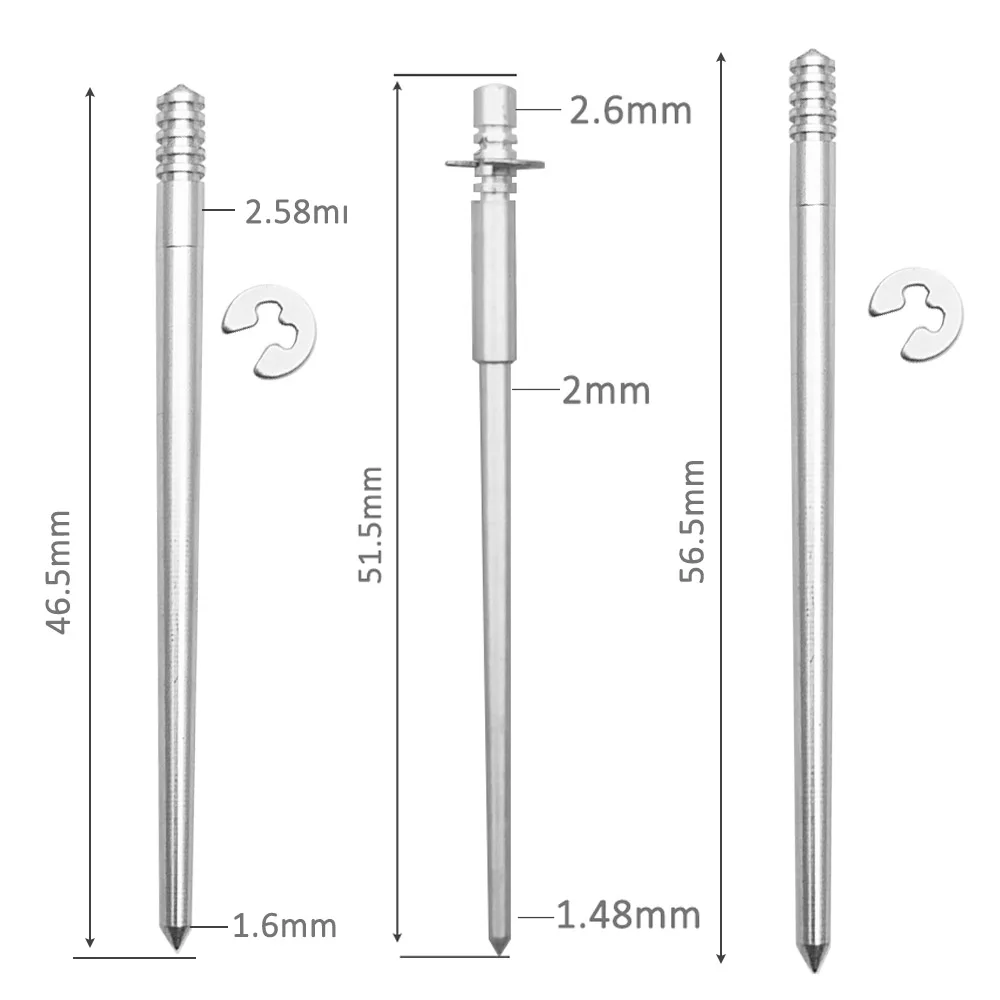 다이어프램 부품용 기화기 메인 제트, 오토바이 개조 기화기 메인 오일 니들 및 클립, 46.5mm, 56.5mm, 51.5mm, 세트당 2 개