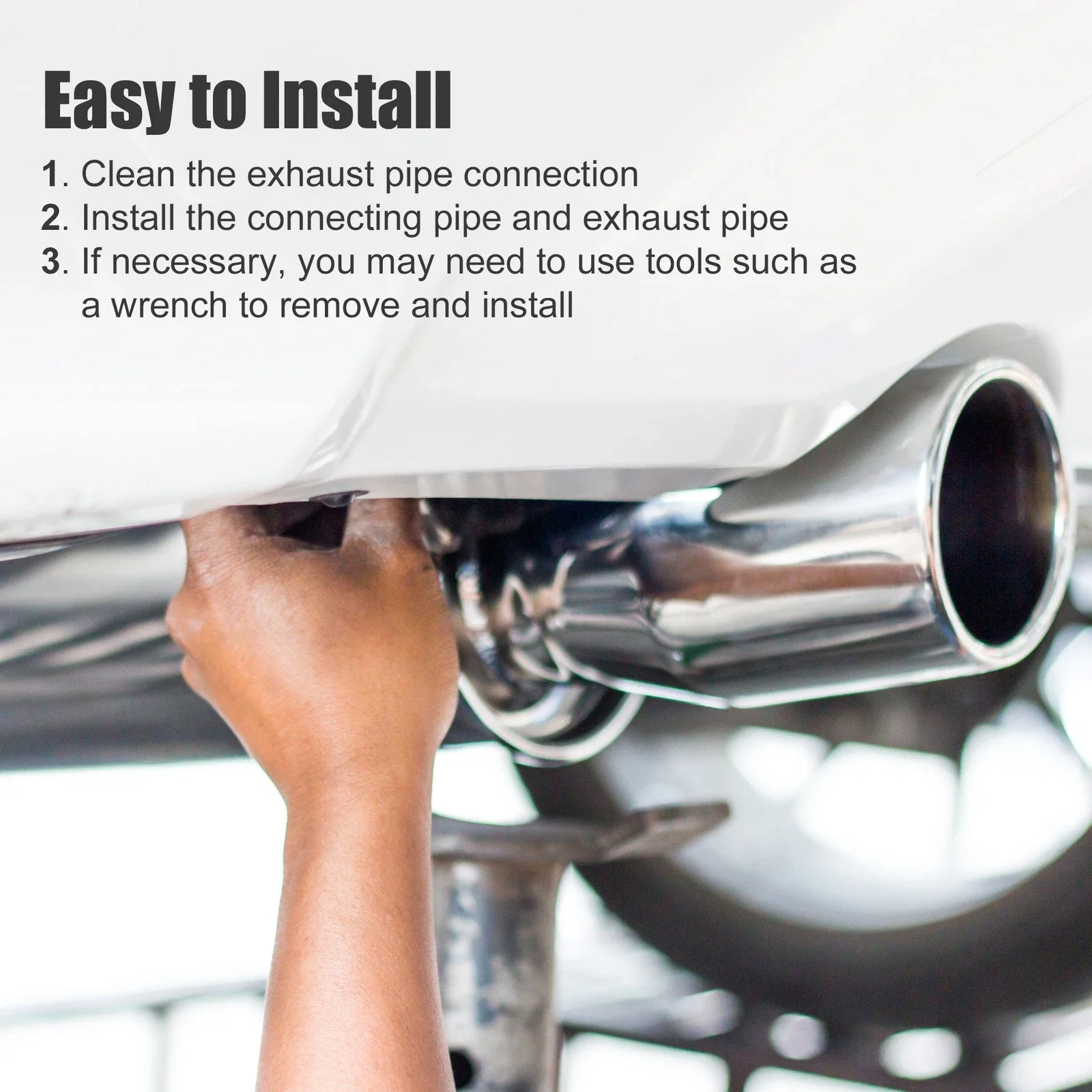 Paket 41 Inch Konektor Knalpot Mobil Poles 90 Derajat Sambungan Knalpot Pipa Knalpot Universal Fit Stainless Steel Bend Tube