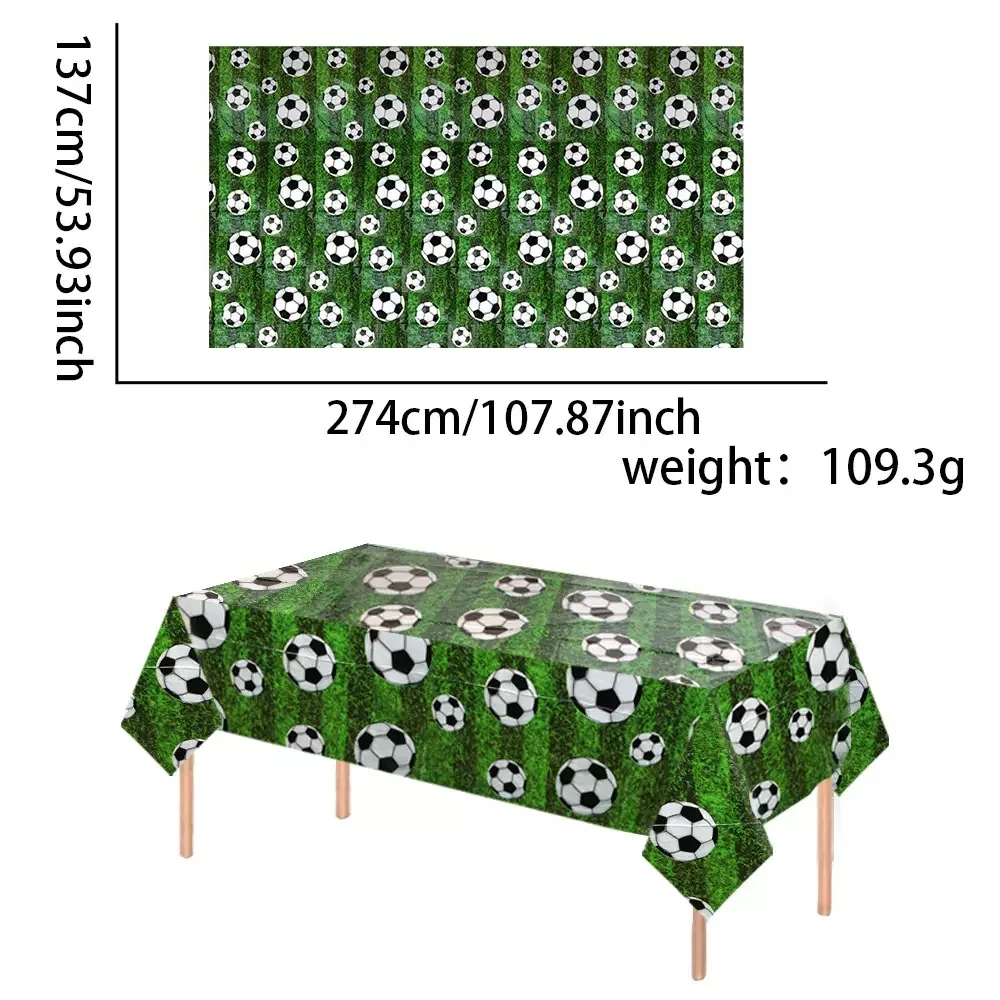 1 Stück grüne Einweg-Tischdecke mit Fußball-Motiv, gestreifte Fußballplatz-Tischdecke, Jungen-Geburtstagsfeier, einzelne Party, Outdoor-Event – Detail 5