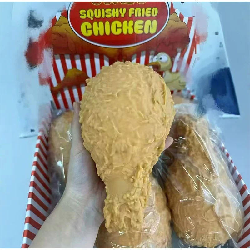 Lifelike Fried Chicken Drumstick Squishy Stress Reliever Jumbo Wing Leg Slow Rising Sensory Fidget Soft Decompression Desk Decor