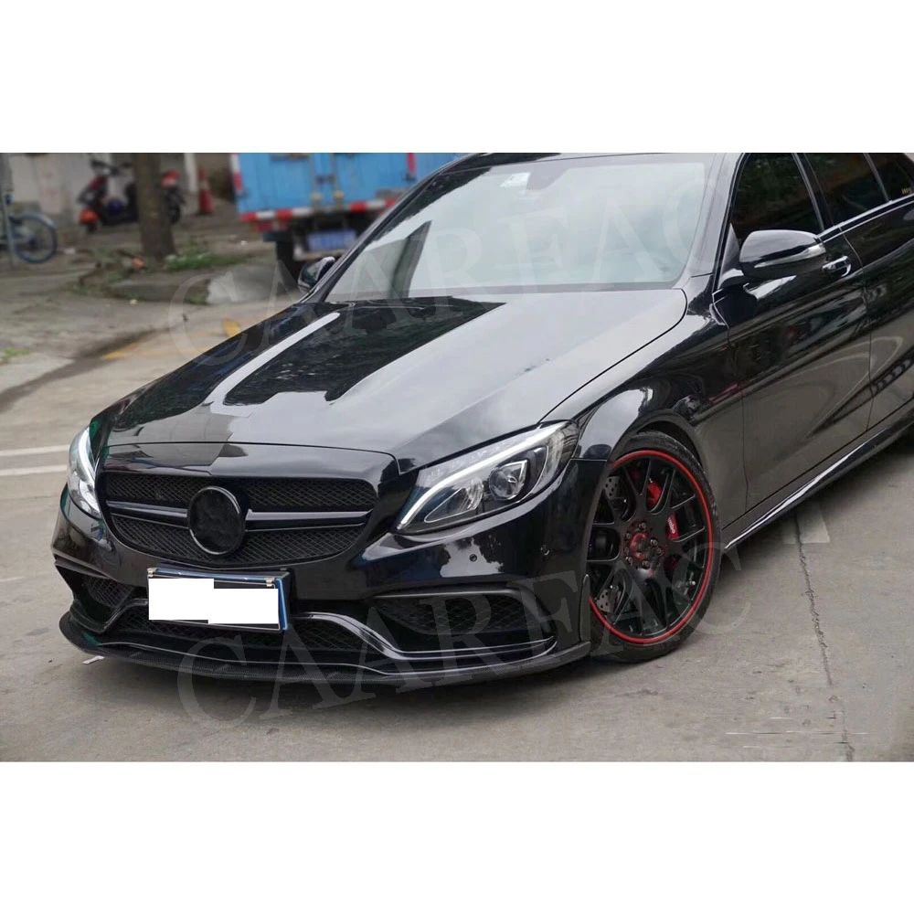 for C Class Carbon Fiber Front Lip Spoiler Side Trims Strips for Benz W205 C205 C63 C63s AMG Sedan Coupe 2015-2022 Bumper Guard view 6