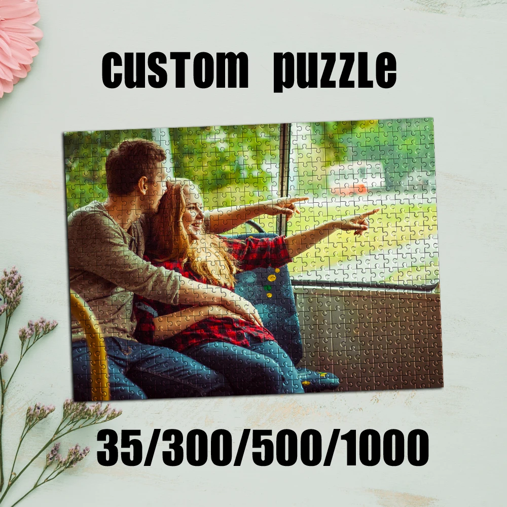 35/300/500/1000pcs Personalized Custom Photo Puzzle Customize Couples outdoors Christmas, Valentine's Day, Anniversary Gift
