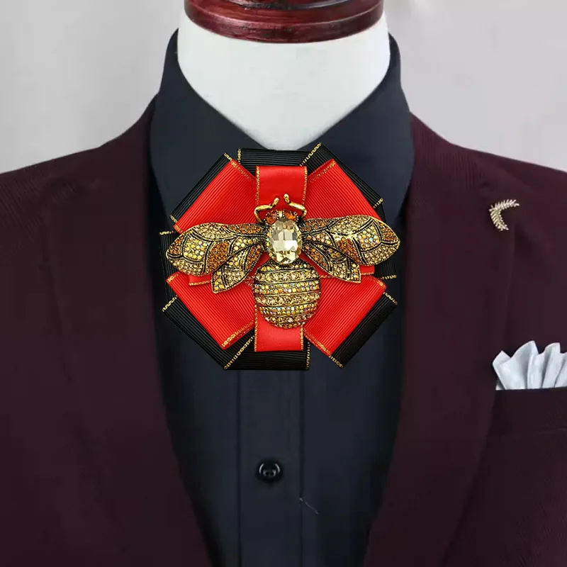 

Галстуки-бабочки Big Bee со стразами, мужские элитные деловые банкетные серьги, роскошный оригинальный дизайн, ювелирные изделия ручной работы, подарки, свадебный воротник, цветы