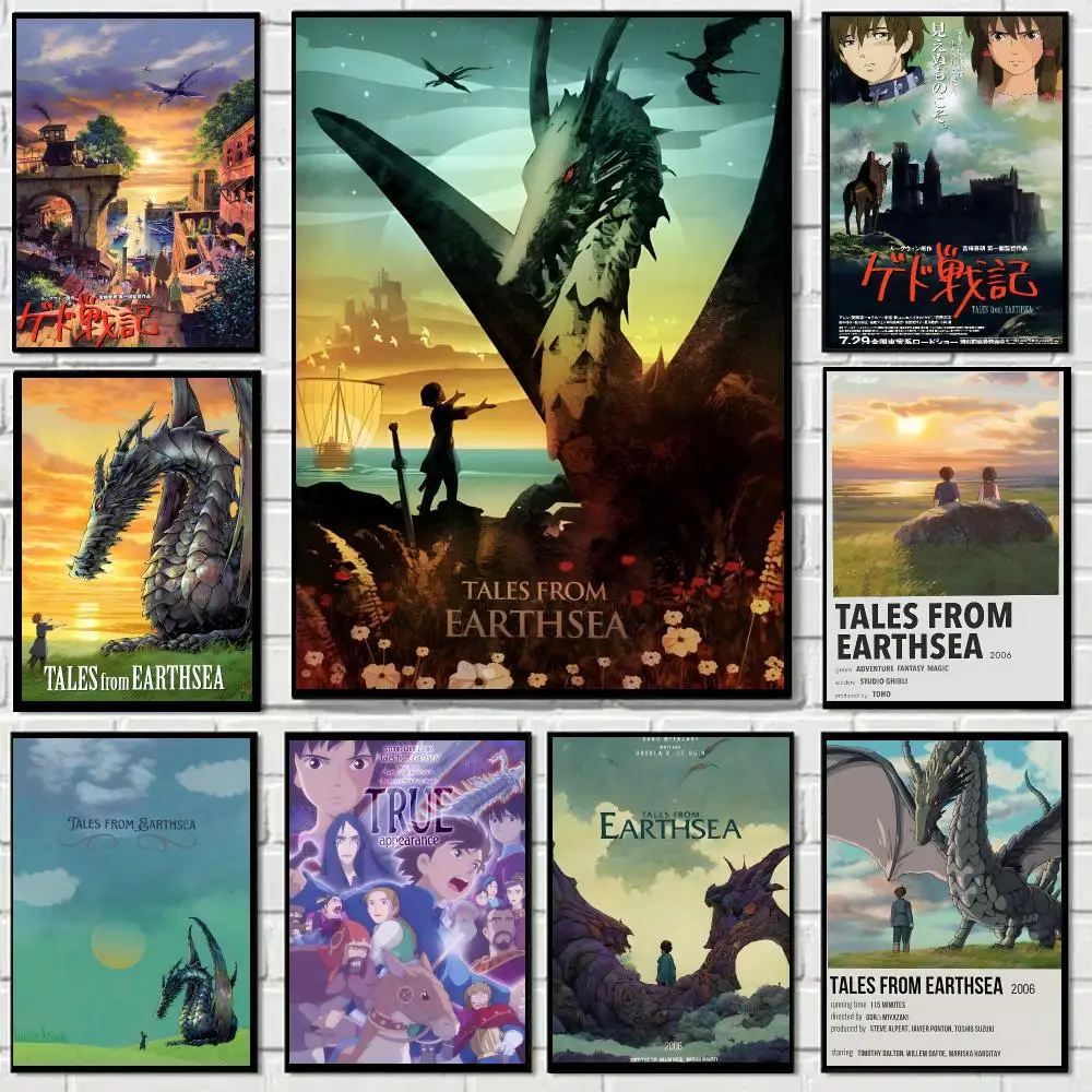 Tales From Earthsea Anime Fantasy Poster Self-adhesive Decal Living Room Bedroom Party Bar Decor Moisture-proof Fade-resistant