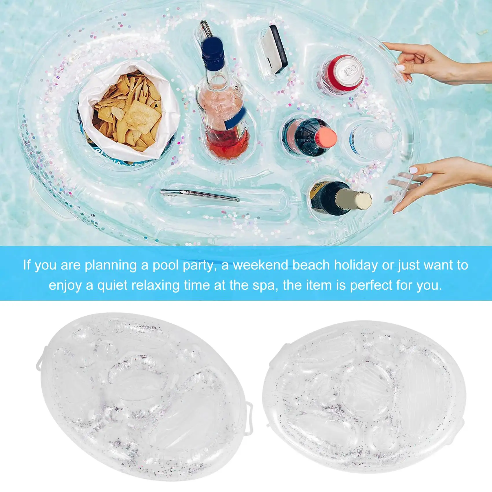 

-November Inflatable Floating Drink Holder Premium Floating Drink Holder For Pool, Hot Tub Accessories Cooler Table Bar Tray