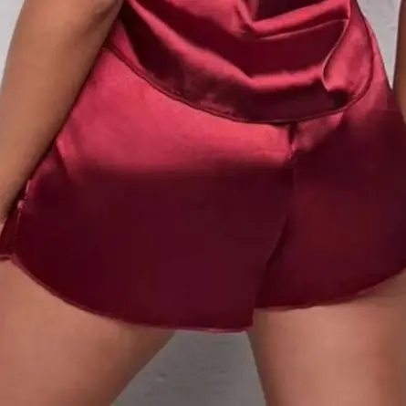 

2 Pcs/Set Women Summer Pajama Set Sleeveless Backless Satin Spaghetii Strap Off Shoulder Vest Elastic Waist Shorts Set Sleepwear