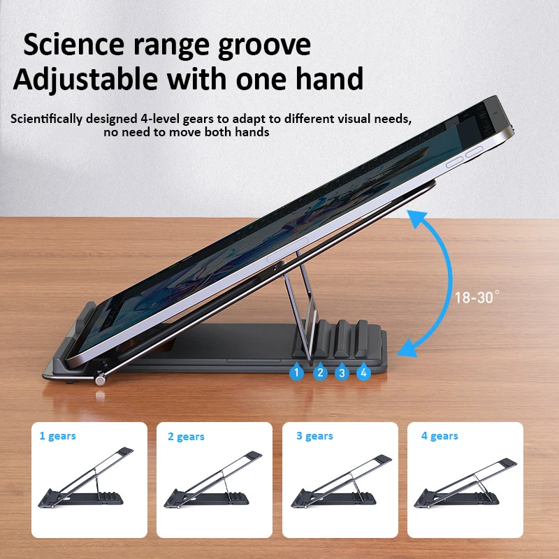 MoZhao Tablet Stand Desktop Raised Bracket Base Lifting Metal Folding Storage Cooling Rack Laptop Rack