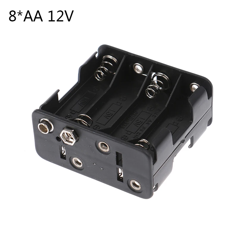 

8*AA 12V Battery Clip Slot Storage Holder Box Case With 9V Snap Connector