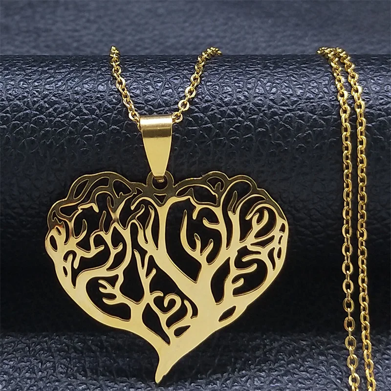Aesthetic Love Heart Tree of Life Hollow Pendant Necklace for
