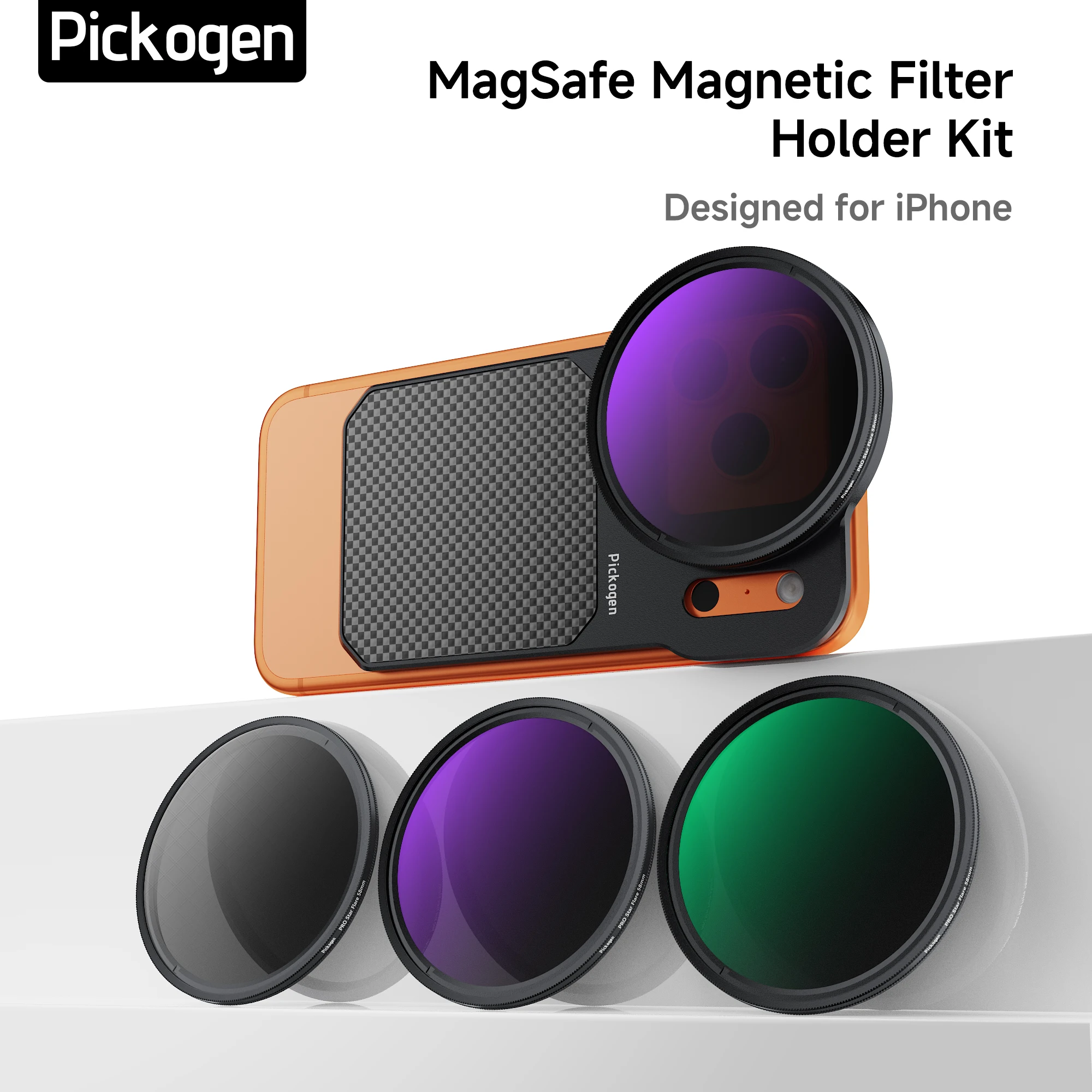 PICKOGEN 6.3インチ マグネット式スマホレンズフィルターマウントアダプター バックプレートアクセサリー MagSafe対応 iPhone 12/13/14/15/16/17 & Proバージョン用