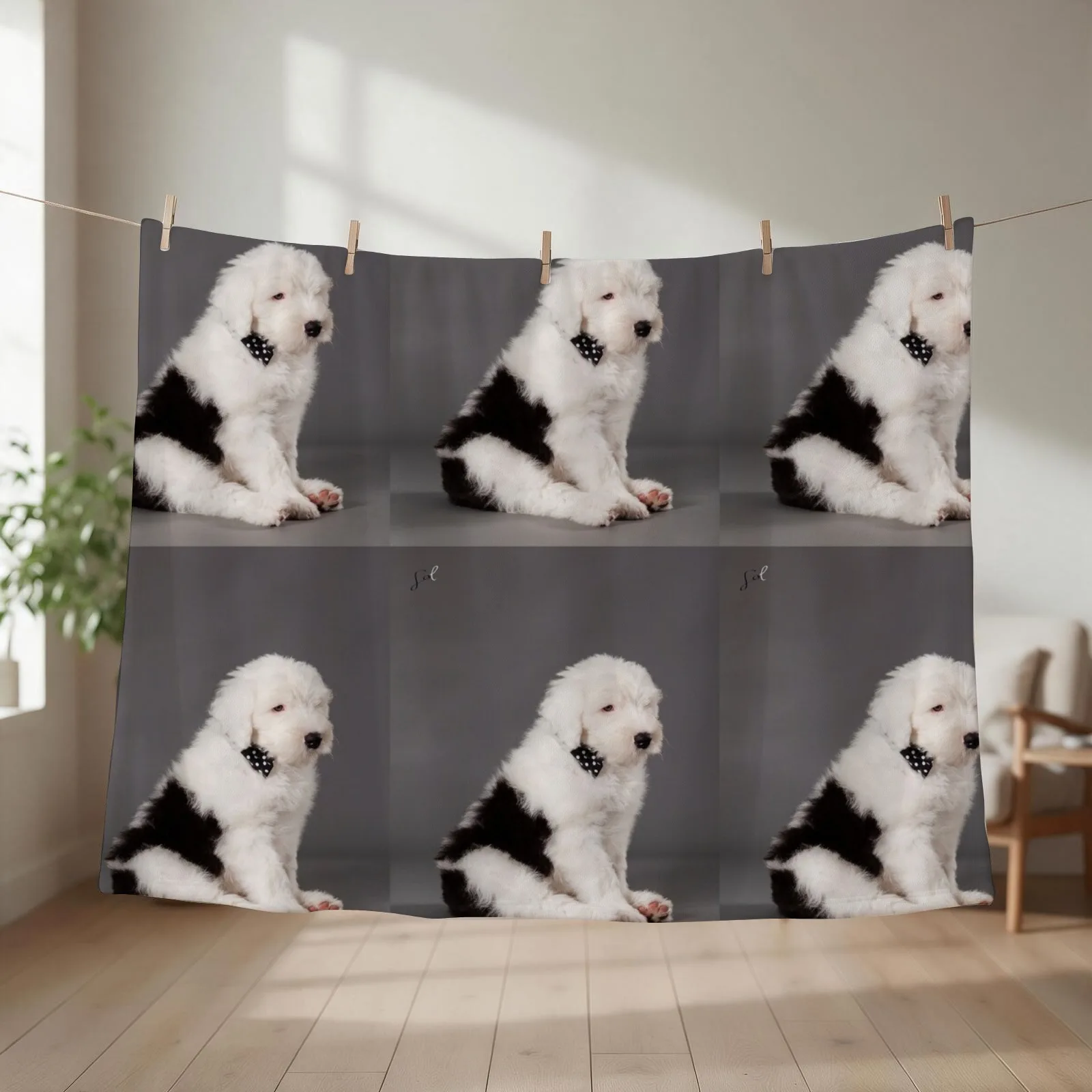 Old English Sheepdog Throw Blanket couch cozy soft plush fuzzy picnic outdoor blanket