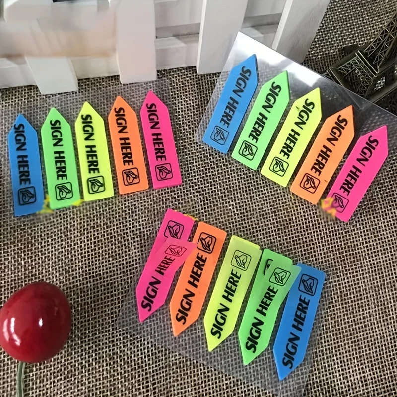 100pcs PET Transparent Waterproof Sign Here Signature Index Tab Sticky Notes Lable